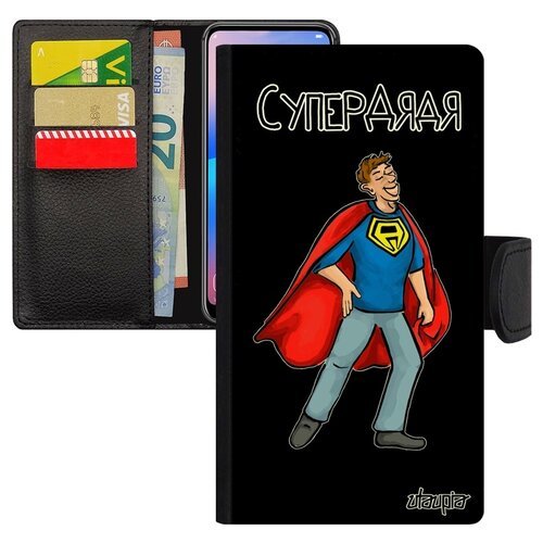 фото Чехол книжка на смартфон redmi note 6 pro, "супердядя" комикс смешной utaupia