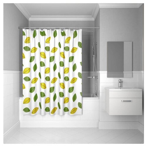 фото Штора для ванной комнаты iddis id bean leaf 200p24ri11 200х240 см полиэстер