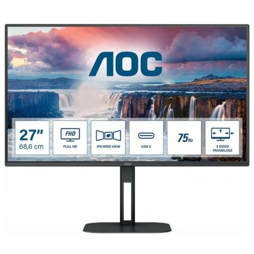 Монитор 27 AOC 27V5CE Black IPS 1920x1080 75Hz 1 ms 178178 300 cdm 20M1 HDMI 14 4xUSB 32 USB-TypeC 2219100₽