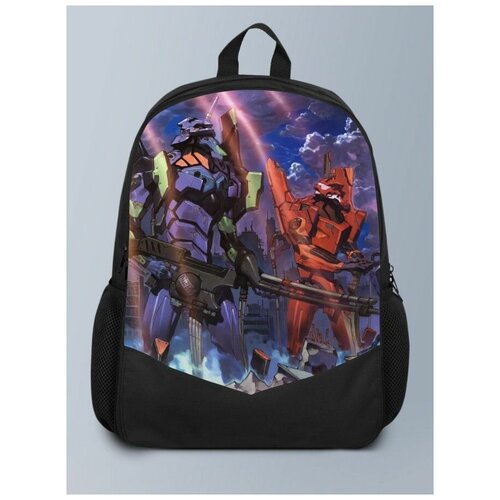 фото Черный рюкзак с принтом аниме евангелион evangelion, меха, синдзи, аска, мисато, аянами рей - 39 brutbag