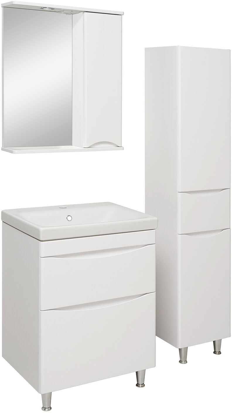 Зеркало шкаф для ванной / Runo / Афина 60 / эмаль / белый /правый - фотография № 12