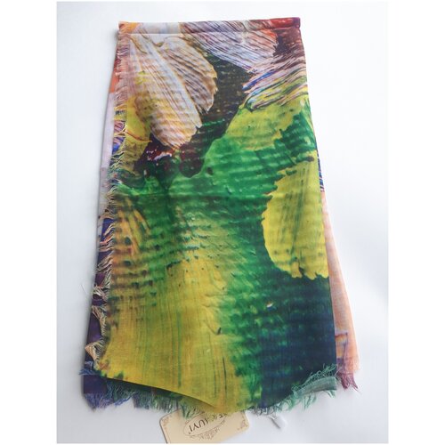 фото Платок разноцветный;зелёный,жёлтый,алый,оранжевый,длина 87см,ширина 87 см,100%бамбук famuyi