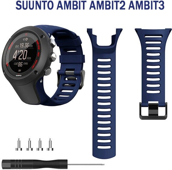 Ремешок для Suunto Ambit , Ambit 2, Ambit 3 браслет силиконовый (темно-синий)