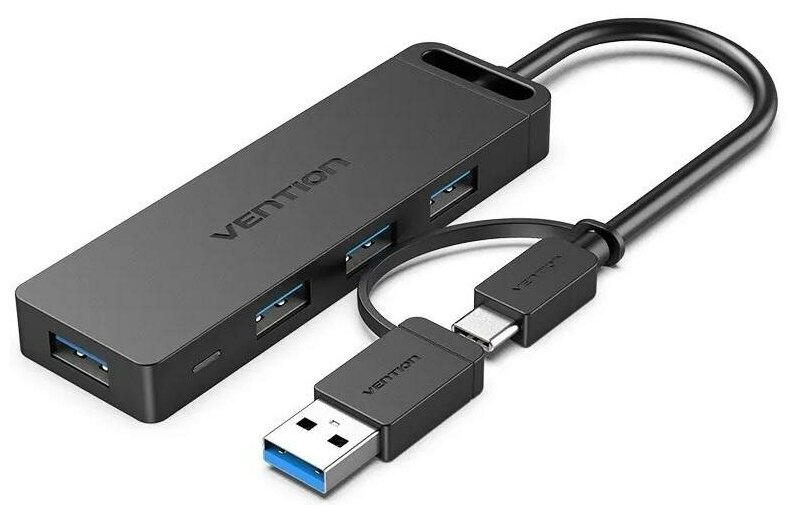 Концентратор USB Type-C Vention CHTBB USB Type-C 5 х USB 3.0 черный