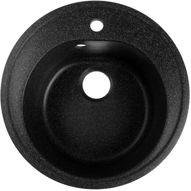 Мойка для кухни из камня ZEIN 3/Q4, d=510 мм, круглая, перелив, цвет черный
