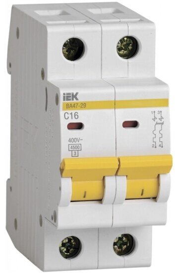 Автоматический выключатель Iek ВА47-29 2Р 16А 4,5кА х-ка С, MVA20-2-016-C