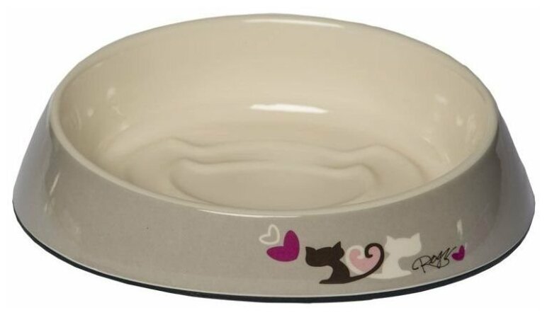 Rogz Миска для комфортного кормления Fishcake 200 мл, Влюбленные котики (MELAMINE CAT BOWL) CBOWL31G | MELAMINE CAT BOWL, 0,45 кг