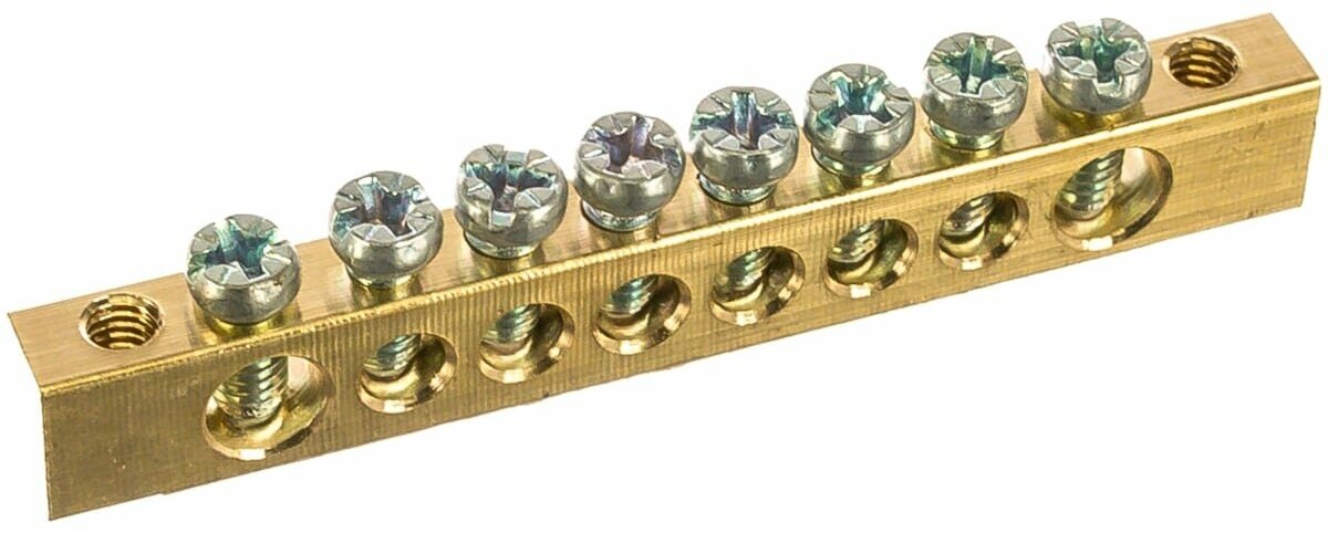 фото IEK Шина PEN земля-ноль 6х9мм 8/2 (8групп/креп по краям)