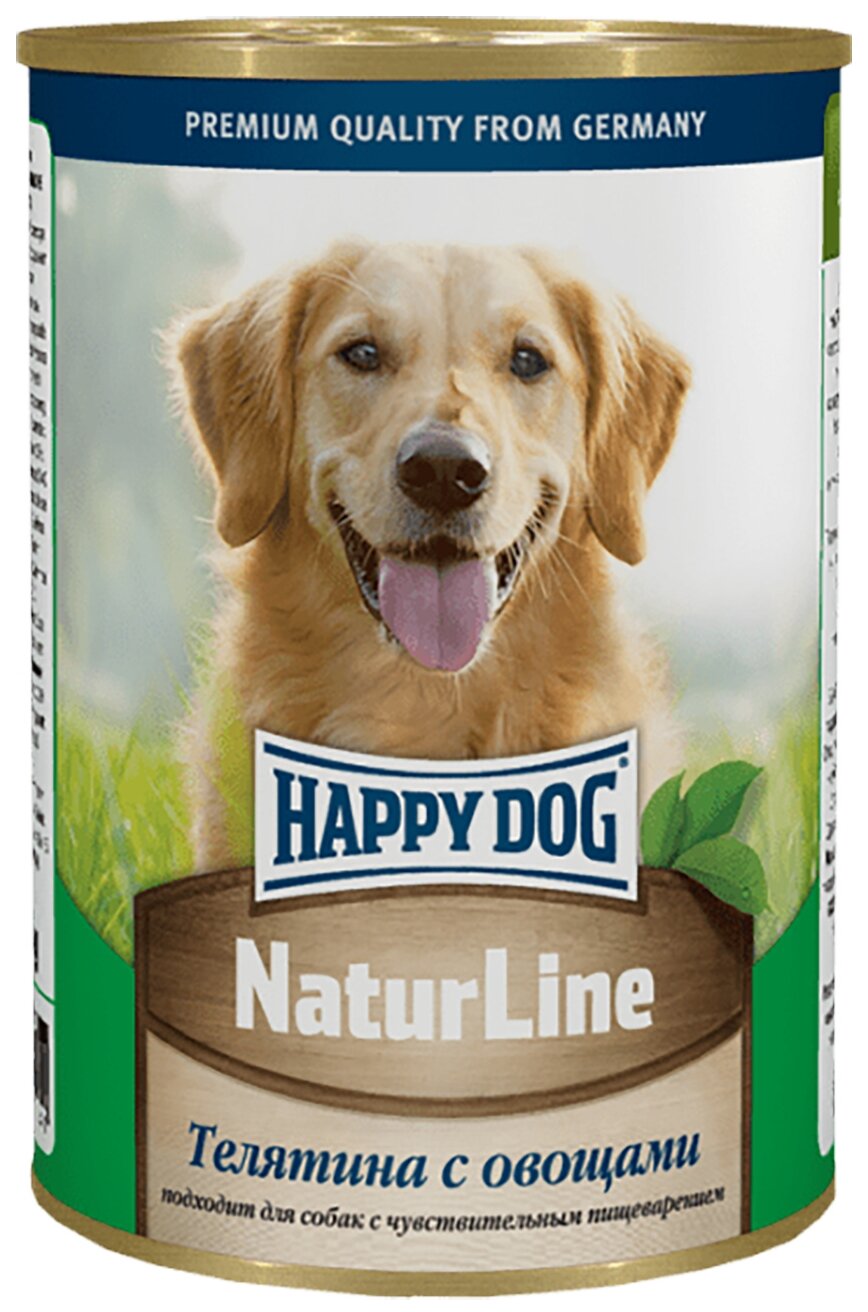 Консервы для собак Happy Dog NatureLine (Телятина с овощами), 410 гр. По 20 шт.