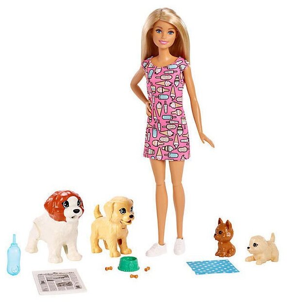 Игровой набор Barbie Кукла и щенки