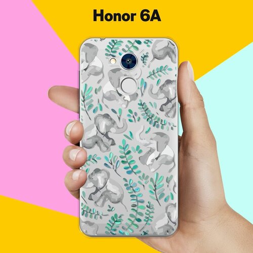 Силиконовый чехол на Honor 6A Узор из слонов / для Хонор 6А силиконовый чехол узор из слонов на honor 9c