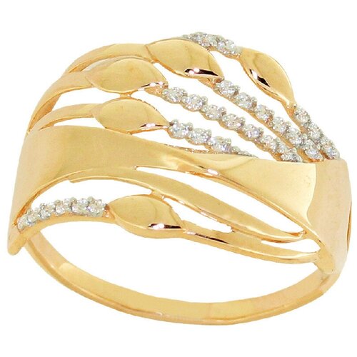 Кольцо ПРИЗМА, красное золото, 585 проба, размер 17.5, красный, золотой