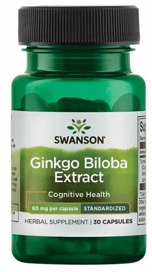 Swanson Ginkgo Biloba Extract Standardized (экстракт гинкго) 60 мг 30 капсул (Swanson)