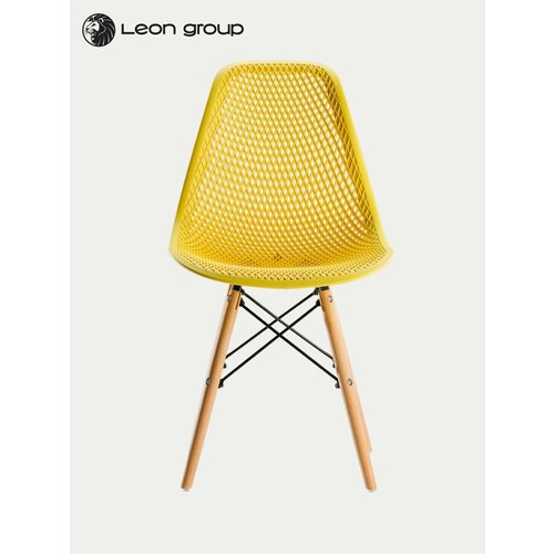 Стул для кухни гостиной столовой ажурный EAMES DSW, пластик, желтый, 1 шт