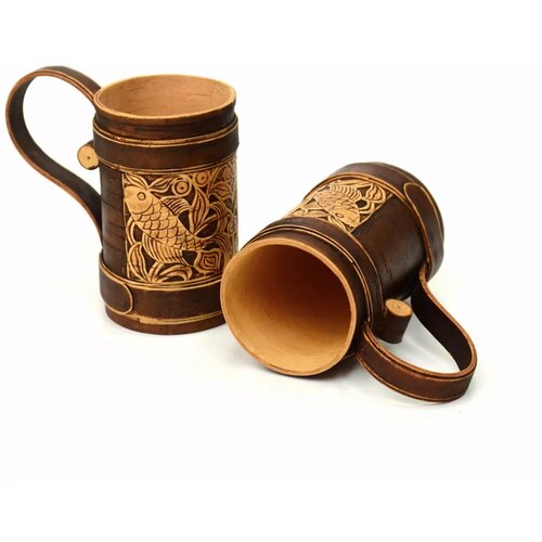 Кружка из бересты темная 