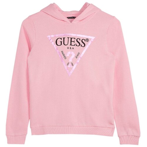 Худи GUESS, средней длины, капюшон, манжеты, размер 170, розовый