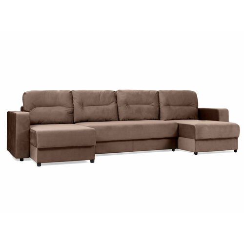 П-образный диван малый «Виват», велюр коричневый