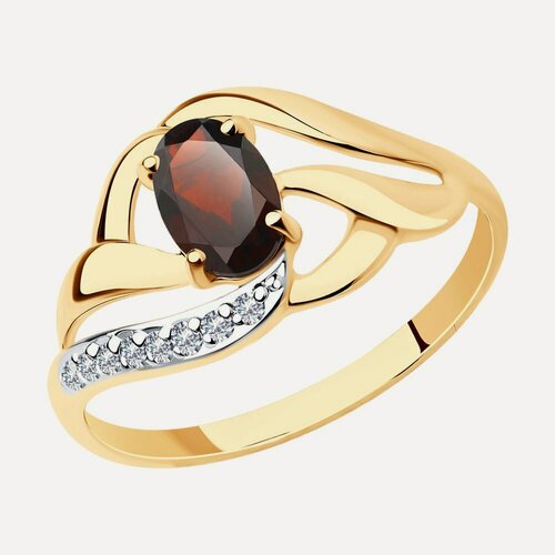 Изображение товара Кольцо, золото, 585 проба, фианит, гранат