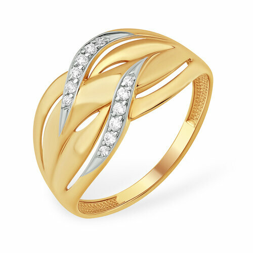 Кольцо Яхонт, золото, 585 проба, фианит, размер 17, бесцветный кольцо обручальное aquamarine красное золото 585 проба фианит размер 17 5