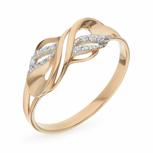 фото Кольцо яхонт золото, 585 проба, фианит, размер 18, бесцветный яхонт ювелирный