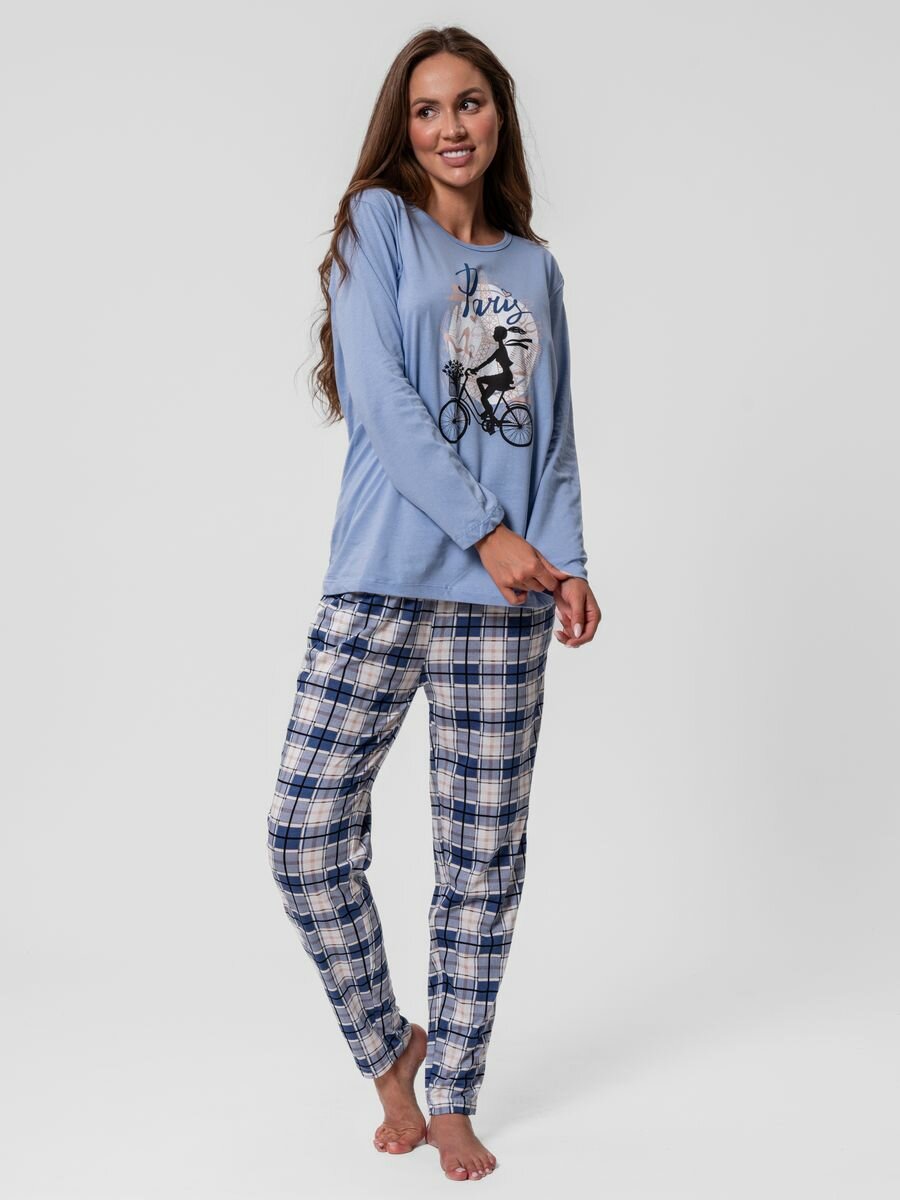 Пижама со штанами и футболкой-50 синий - фотография № 2