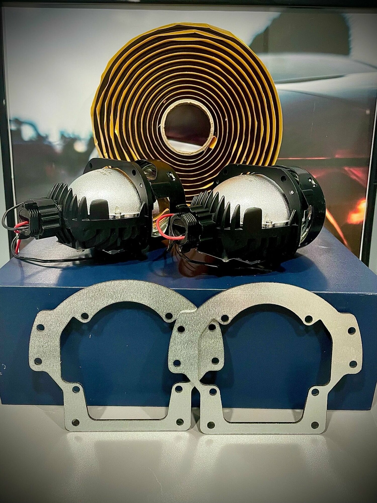 Комплект светодиодных Bi-led линз для Nissan Almera N16 (2шт) билед на альмеру н16 — фото 4