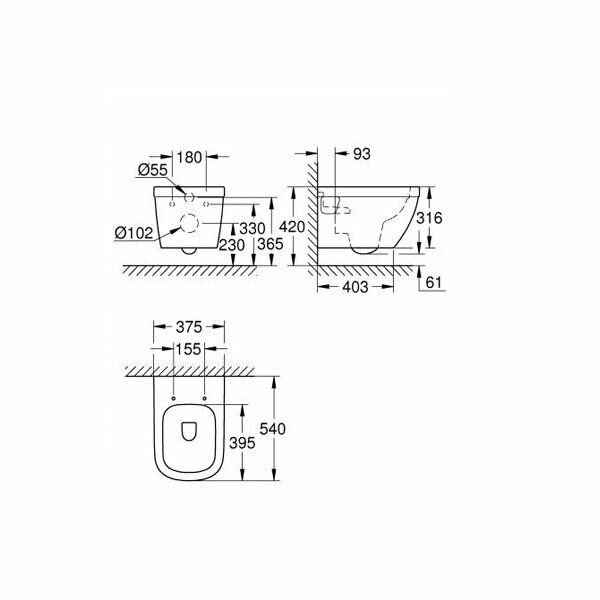 Чаша унитаза подвесная Grohe Euro Ceramic 39538000 с горизонтальным выпуском белый - фотография № 8