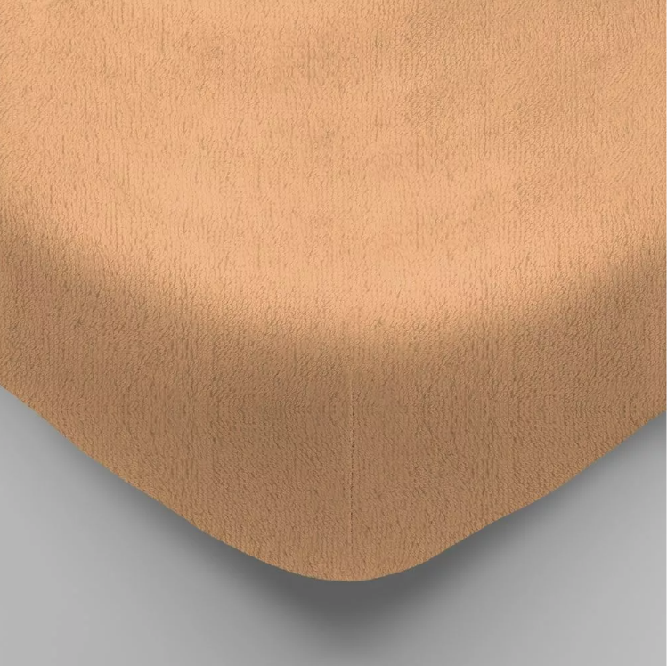 Простынь на резинке махровая 120х200 "Персик" - фотография № 2