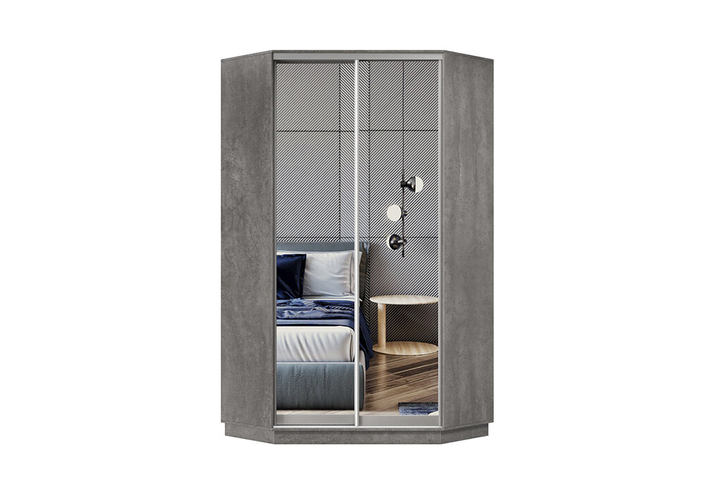 фото Шкаф-купе угловой БИ-мебель Гермес бетон 110х45х220 см