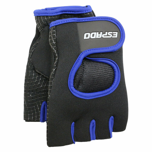 фото Перчатки для фитнеса espado, esd001, для занятий спортом, велоперчатки женские без пальцев (черно-синий / m)