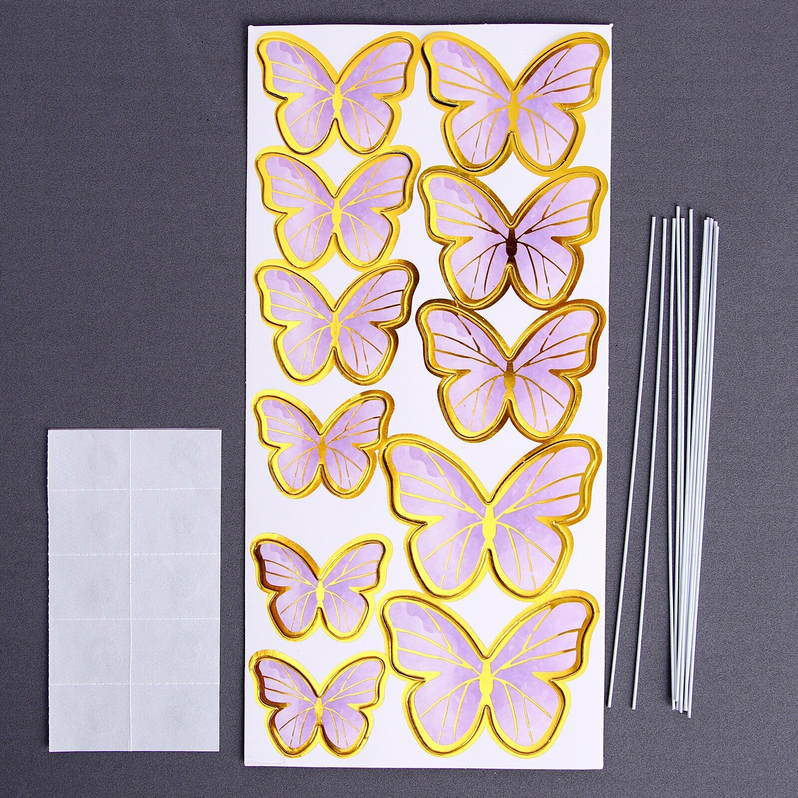 Набор для украшения торта «Бабочки» 10 шт, цвет фиолетовый