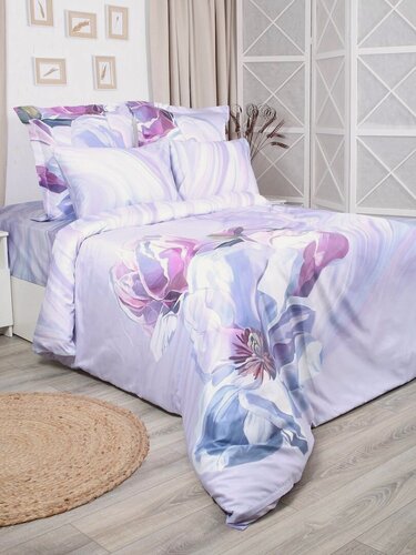 Изображение товара Постельное белье 2 спальное Mona Liza "Магнолия" наволочки 70х70 и 50х70 макосатин