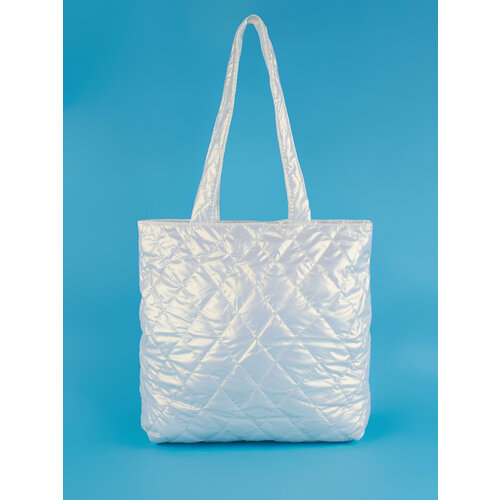 фото Сумка шоппер , фактура стеганая, белый нет бренда