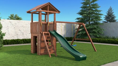 Изображение товара Детская деревянная игровая площадка CustWood Family F13 безопасный и комфортный игровой спортивный комплекс для дачи и улицы