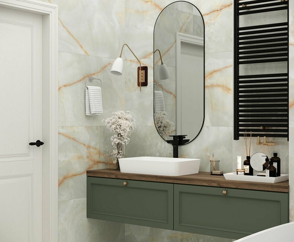 фото Керамогранит Onyx Dawn Mint зеленый Полированный 60x120, 1 уп (2 шт, 1.44 м2)