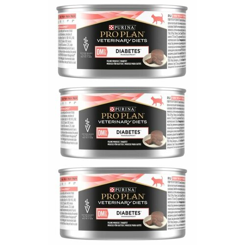 Влажный корм для кошек Purina Pro Plan Veterinary Diets DM при диабете 195 г x 3шт.