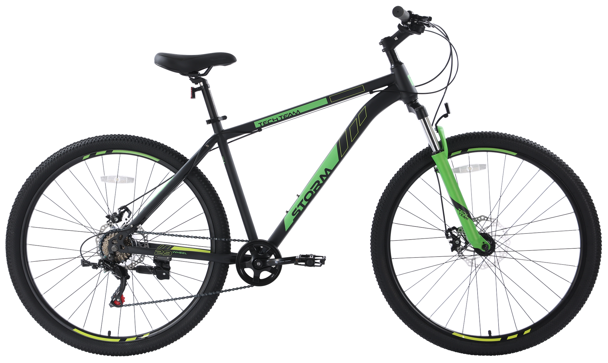Велосипед TECH TEAM STORM 27,5'х19' чёрно-зелёный 2023 NN010450 NN010450