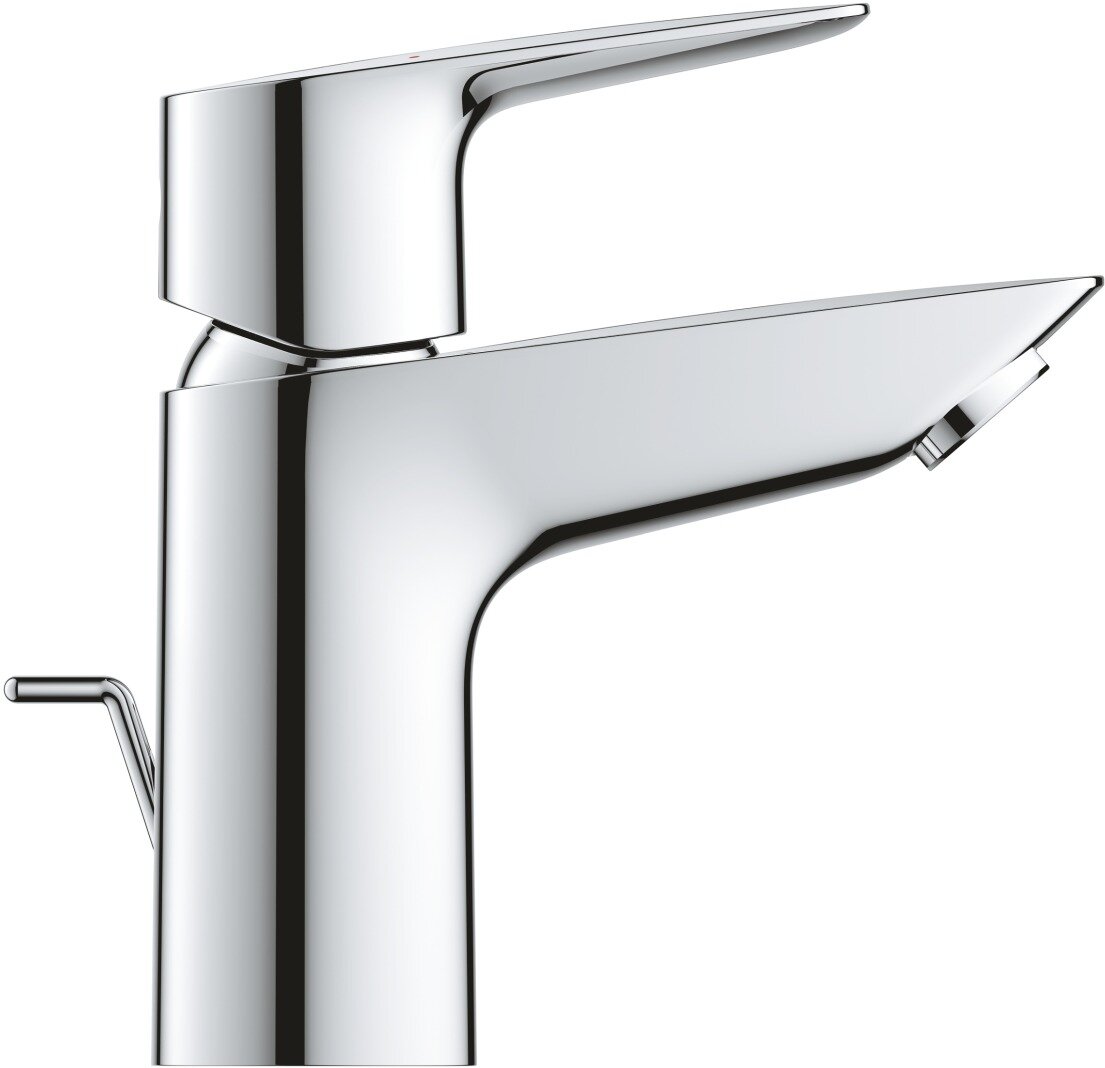 Смеситель для раковины Grohe BauEdge 23328001 с ограничителем температуры и рычажным донным клапаном, размер S, хром — фото 1
