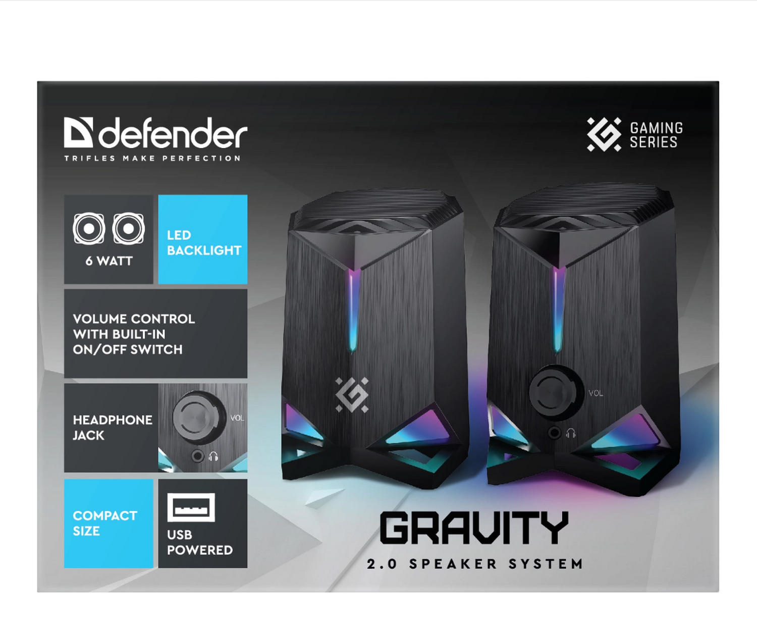 Колонки 2.0 Defender Gravity, черный