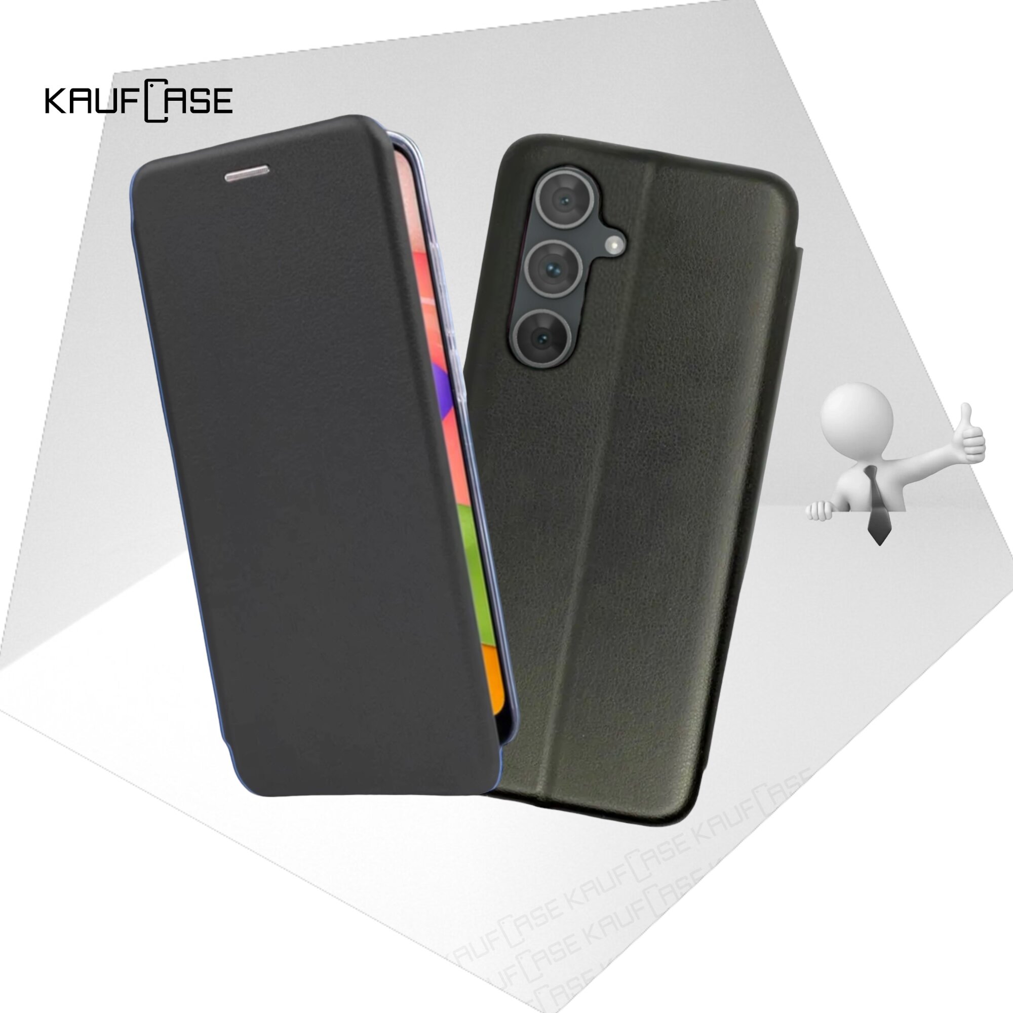 Чехол книжка для телефона Samsung S24 FE (6.65"), черный. Текстура под кожу