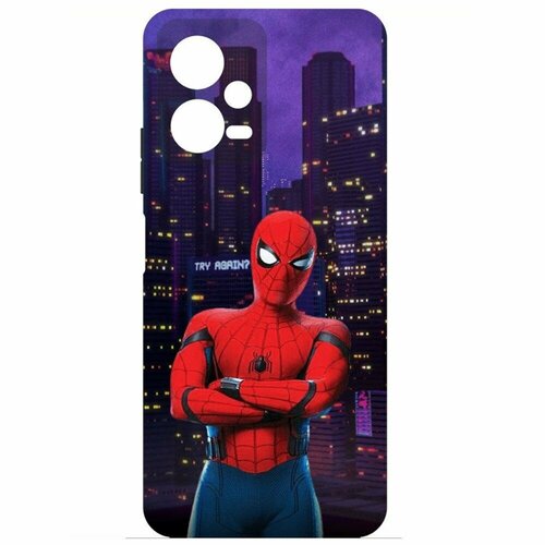 Чехол-накладка Krutoff Soft Case Человек-Паук. На крыше для Xiaomi Poco X5 черный