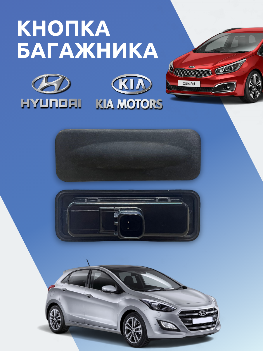 Кнопка открывания багажника Run Energy, для Hyundai Elantra, i30 и Kia Ceed, черная, 70мм