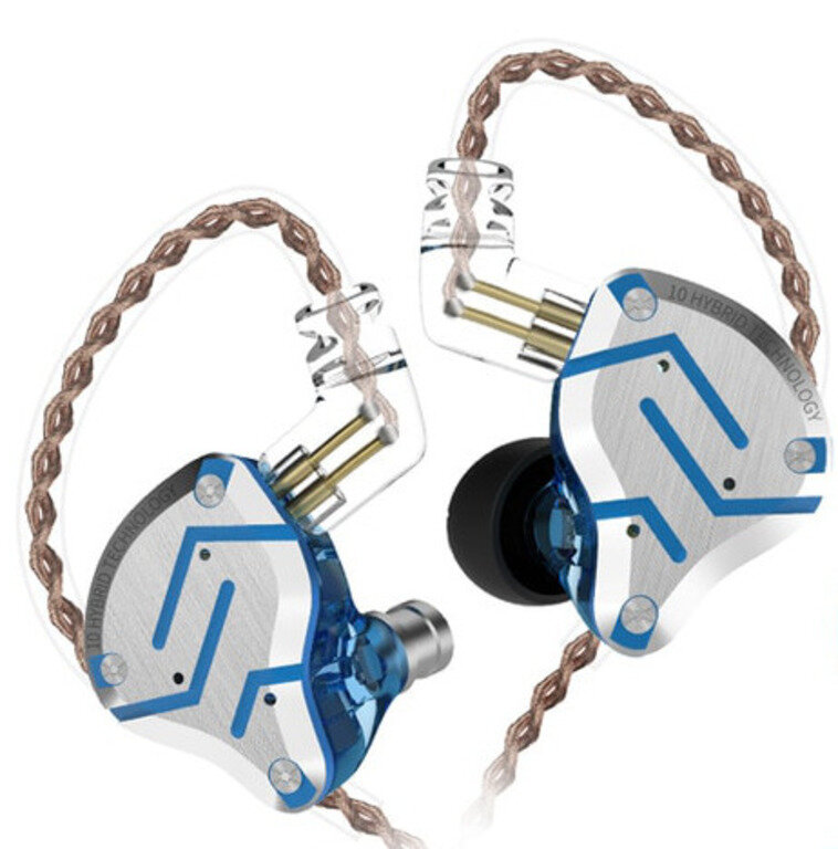 Гибридные наушники KZ ZS10 pro Glare blue без микрофона