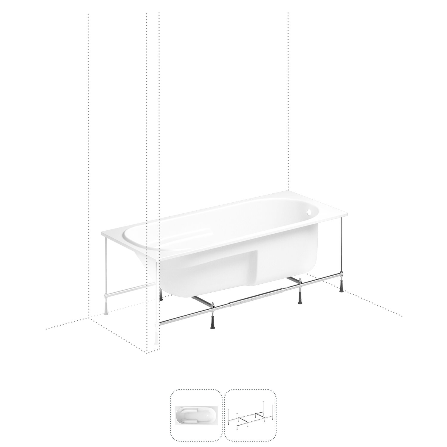 Акриловая ванна 150x75 с каркасом Lavinia Boho Bristol S1-35020050 в наборе 2 в 1: прямоугольная ванна 150 x 75 см, каркас