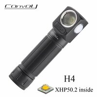 Перезаряжаемый налобный фонарь Convoy H4 + налобный фонарь XHP50.2 Led Lanterna 21700, No battery, 4000K