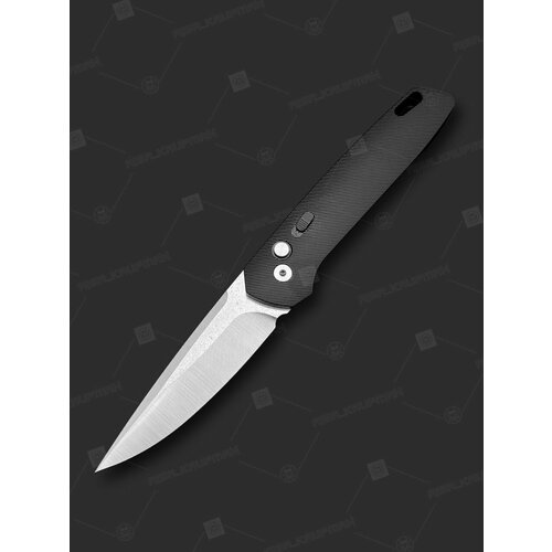 Cкладной нож FivePro, автоматический, рукоять алюминий, сталь D2, черный, клипса, предохранитель, edc