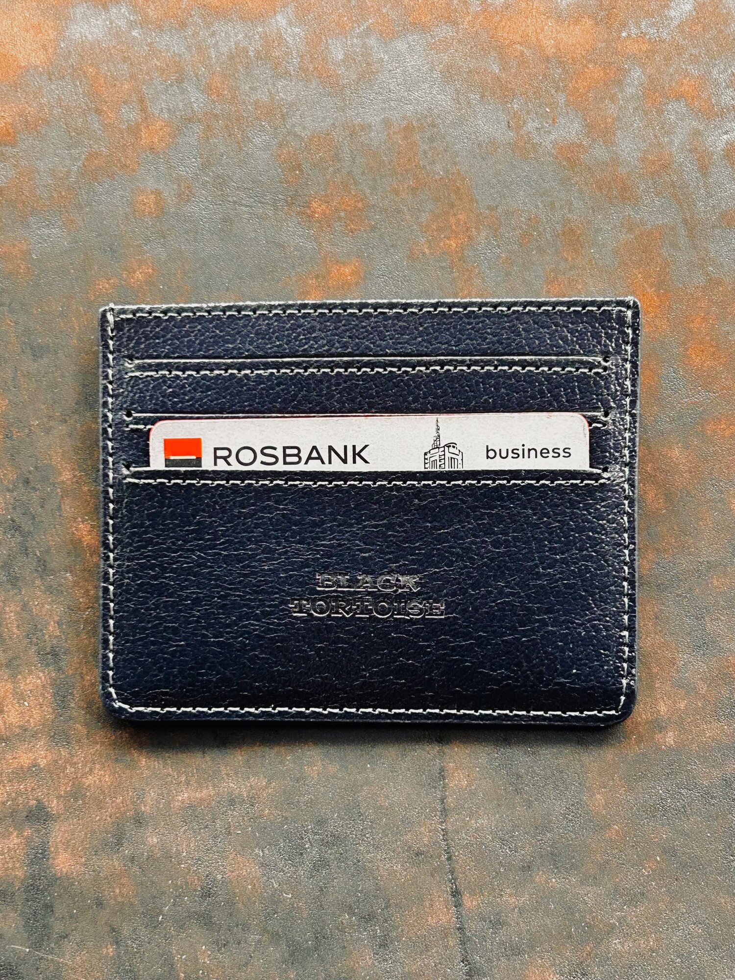 Картхолдер Black Tortoise, фактура гладкая, темно-синий — фото 1