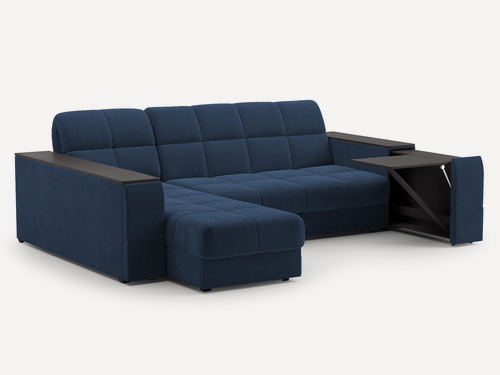 Изображение товара Угловой диван-кровать "Флай", левый, аккордеон, подлокотники короб+столик, велюр, габ. размер дивана 260*214.