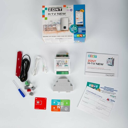 ZONT H-1V NEW Термостат GSM и Wi-Fi на DIN-рейку ML00005890 19743₽