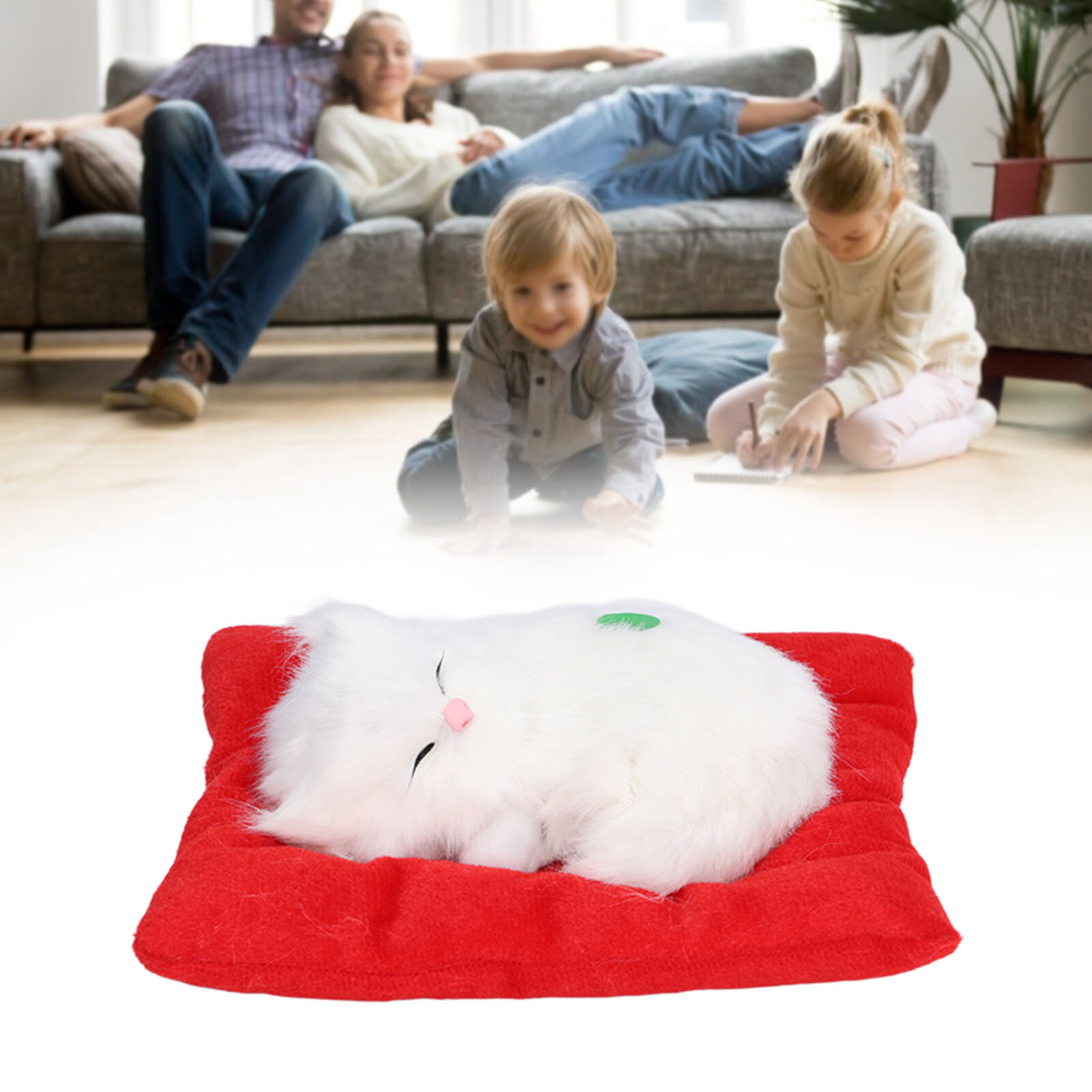 Поддельные кошки, спящий котенок, кукла, игрушка, имитация спящего кота на подушке, интерактивная игрушка для домашних животных со звуком, активный уголь, форма белой кошки